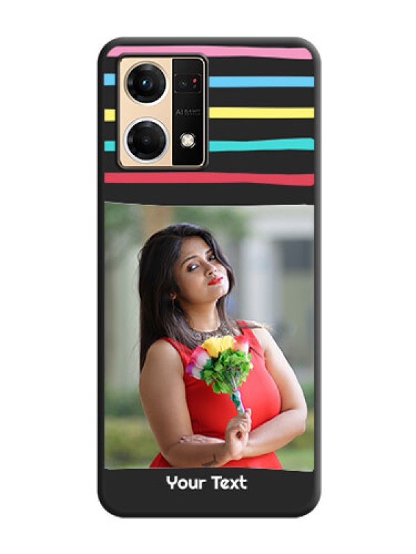 Custom Multicolor Lines with Image on Space Black Personalized Soft Matte Phone Covers - Oppo F21 Pro 4G