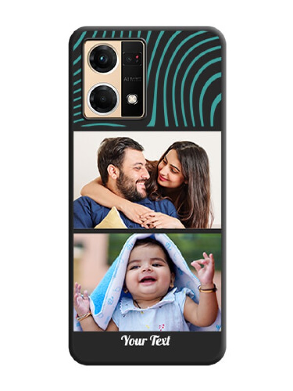 Custom Wave Pattern with 2 Image Holder on Space Black Personalized Soft Matte Phone Covers - Oppo F21 Pro 4G