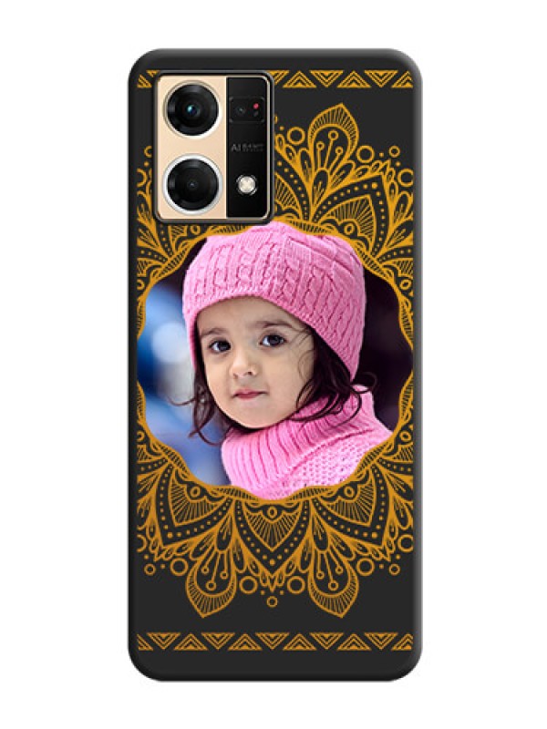 Custom Round Image with Floral Design on Photo on Space Black Soft Matte Mobile Cover - Oppo F21 Pro 4G