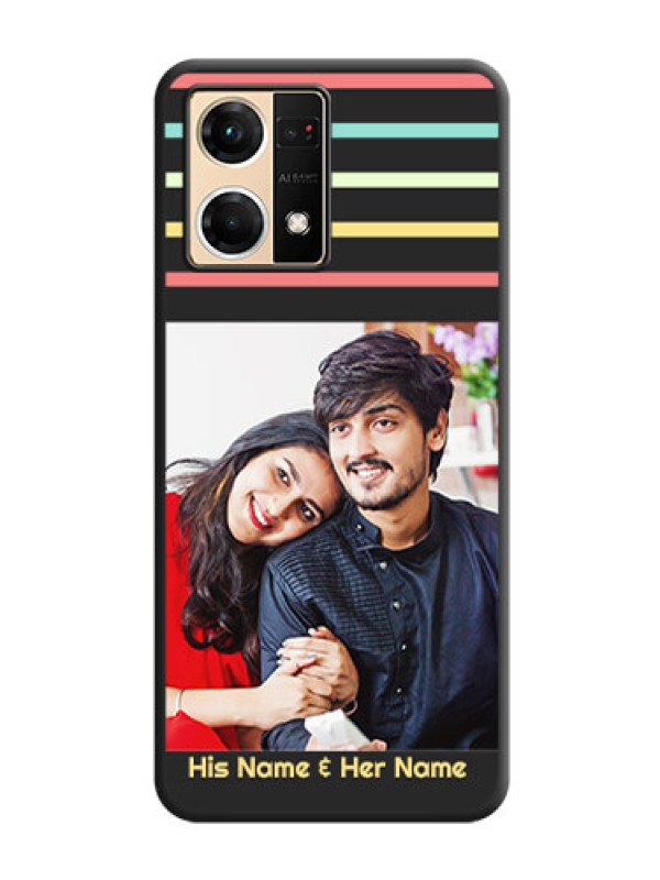 Custom Color Stripes with Photo and Text on Photo on Space Black Soft Matte Mobile Case - Oppo F21 Pro 4G
