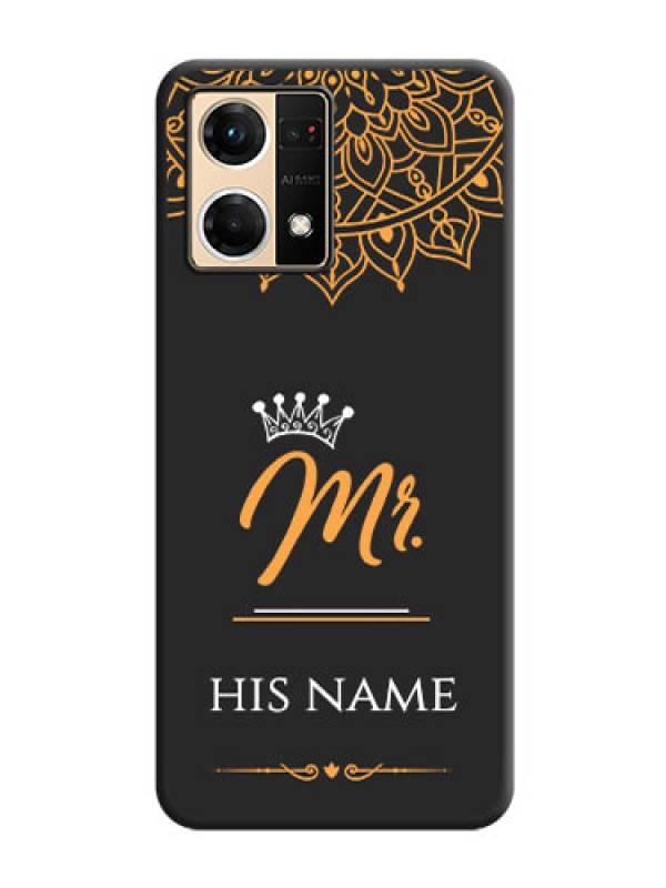 Custom Mr Name with Floral Design  on Personalised Space Black Soft Matte Cases - Oppo F21 Pro 4G