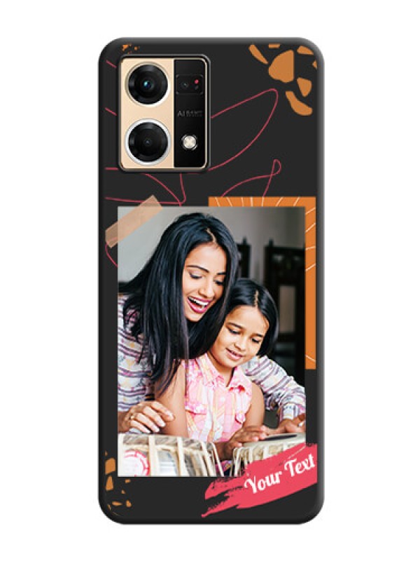 Custom Orange Photo Frame on Space Black Custom Soft Matte Phone Back Cover - Oppo F21 Pro 4G