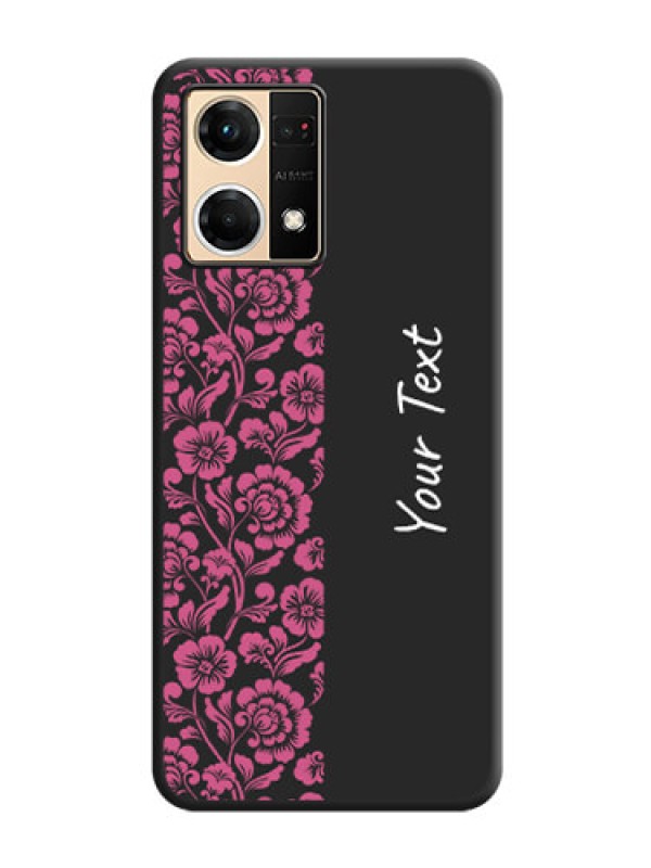 Custom Pink Floral Pattern Design With Custom Text On Space Black Personalized Soft Matte Phone Covers -Oppo F21 Pro 4G