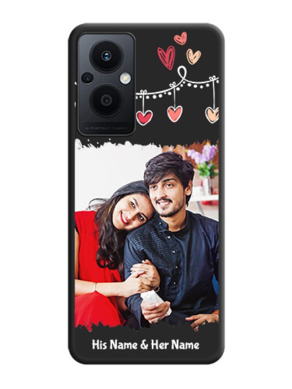 Custom Pink Love Hangings with Name on Space Black Custom Soft Matte Phone Cases - Oppo F21 Pro 5G