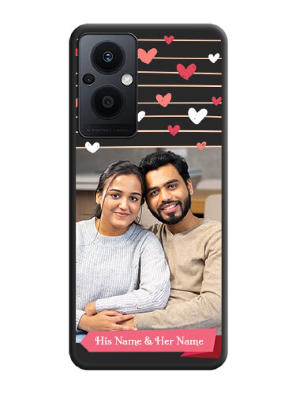 Custom Love Pattern with Name on Pink Ribbon  on Photo on Space Black Soft Matte Back Cover - Oppo F21 Pro 5G