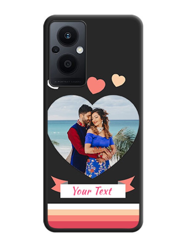 Custom Love Shaped Photo with Colorful Stripes on Personalised Space Black Soft Matte Cases - Oppo F21 Pro 5G