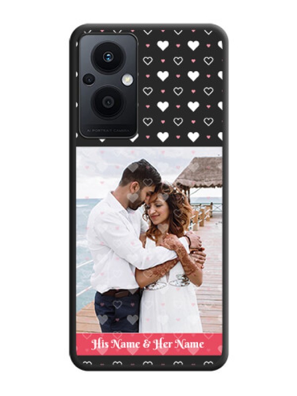 Custom White Color Love Symbols with Text Design on Photo on Space Black Soft Matte Phone Cover - Oppo F21 Pro 5G