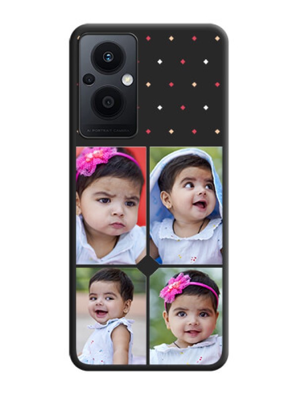 Custom Multicolor Dotted Pattern with 4 Image Holder on Space Black Custom Soft Matte Phone Cases - Oppo F21 Pro 5G