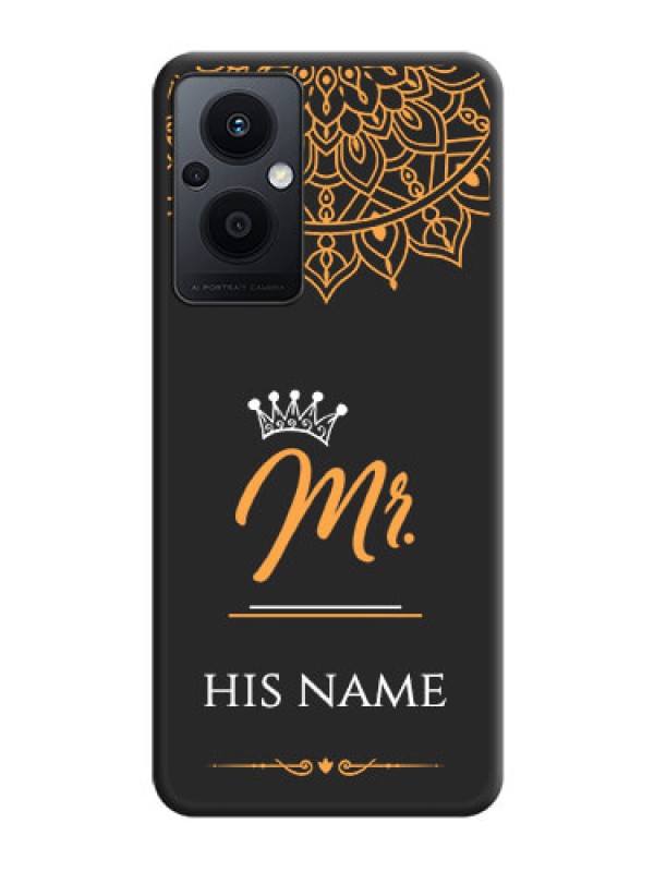 Custom Mr Name with Floral Design  on Personalised Space Black Soft Matte Cases - Oppo F21 Pro 5G