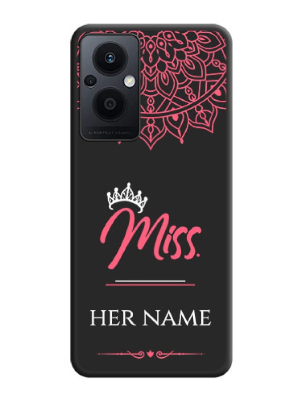 Custom Mrs Name with Floral Design on Space Black Personalized Soft Matte Phone Covers - Oppo F21 Pro 5G