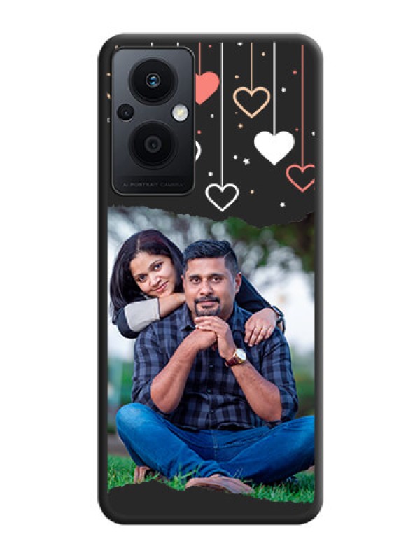 Custom Love Hangings with Splash Wave Picture on Space Black Custom Soft Matte Phone Back Cover - Oppo F21s Pro 5G