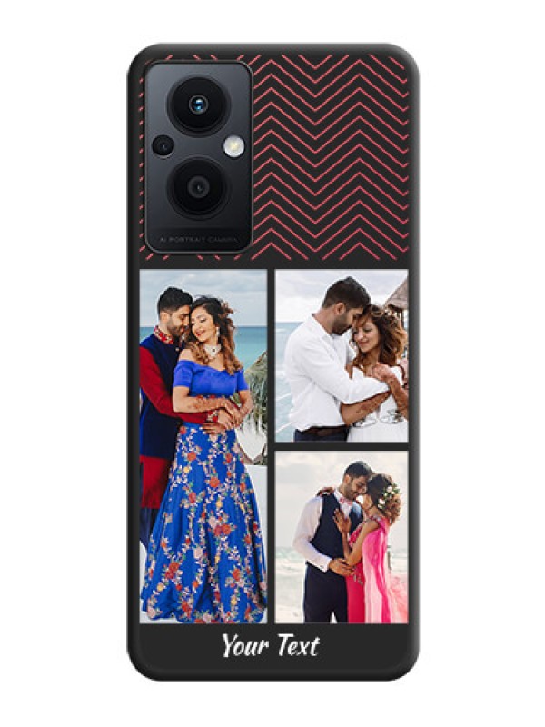 Custom Wave Pattern with 3 Image Holder on Space Black Custom Soft Matte Back Cover - Oppo F21s Pro 5G