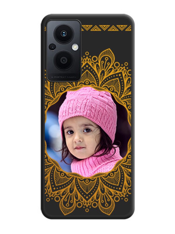 Custom Round Image with Floral Design on Photo on Space Black Soft Matte Mobile Cover - Oppo F21s Pro 5G