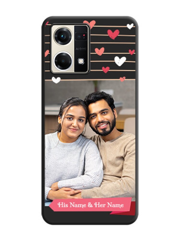 Custom Love Pattern with Name on Pink Ribbon  on Photo on Space Black Soft Matte Back Cover - Oppo F21s Pro