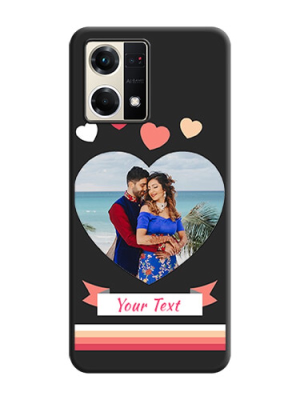 Custom Love Shaped Photo with Colorful Stripes on Personalised Space Black Soft Matte Cases - Oppo F21s Pro