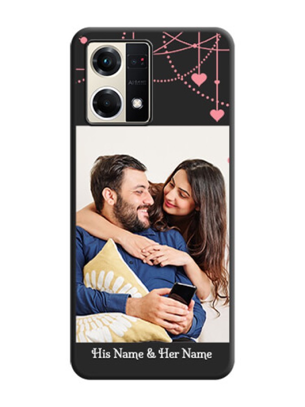 Custom Pink Love Hangings with Text on Space Black Custom Soft Matte Back Cover - Oppo F21s Pro
