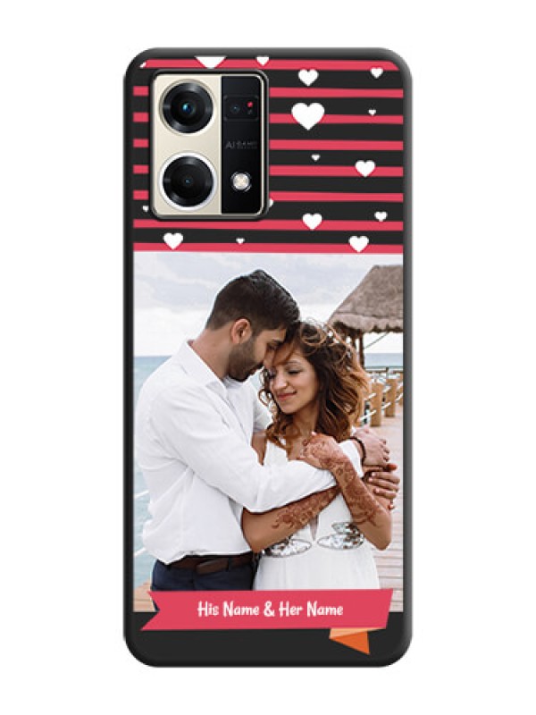 Custom White Color Love Symbols with Pink Lines Pattern on Space Black Custom Soft Matte Phone Cases - Oppo F21s Pro