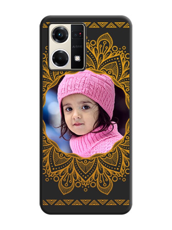 Custom Round Image with Floral Design on Photo on Space Black Soft Matte Mobile Cover - Oppo F21s Pro