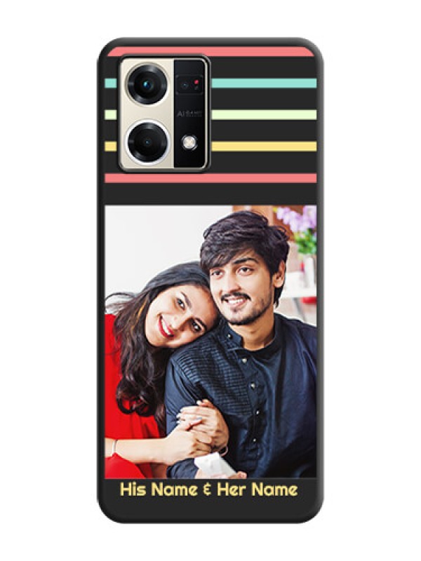 Custom Color Stripes with Photo and Text on Photo on Space Black Soft Matte Mobile Case - Oppo F21s Pro