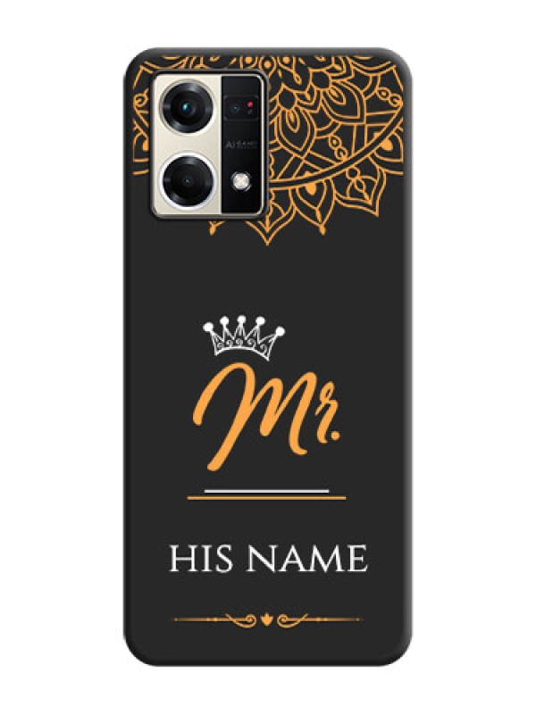 Custom Mr Name with Floral Design  on Personalised Space Black Soft Matte Cases - Oppo F21s Pro