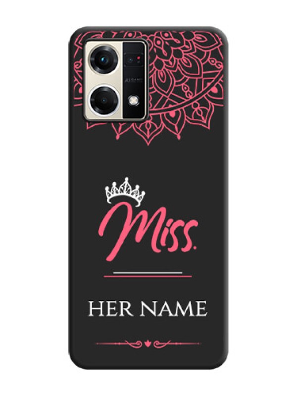 Custom Mrs Name with Floral Design on Space Black Personalized Soft Matte Phone Covers - Oppo F21s Pro