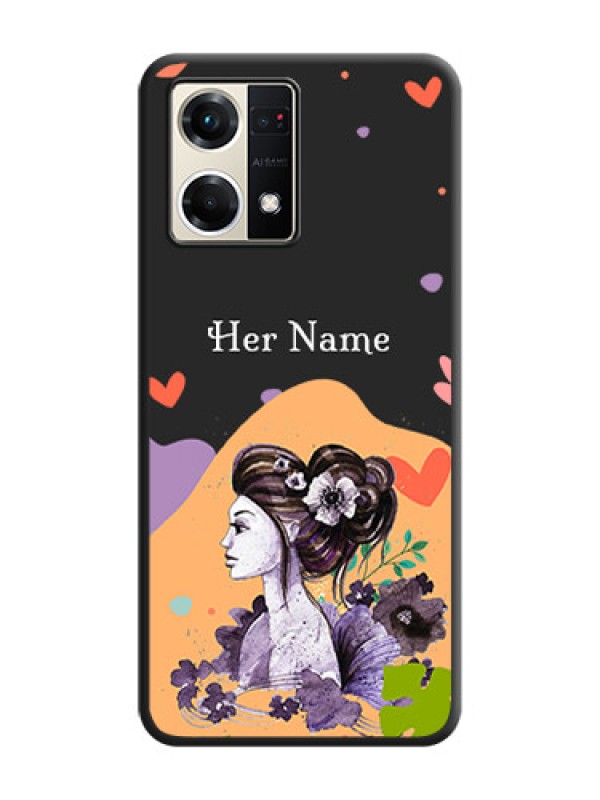 Custom Namecase For Her With Fancy Lady Image On Space Black Personalized Soft Matte Phone Covers -Oppo F21S Pro