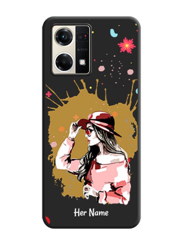 Custom Mordern Lady With Color Splash Background With Custom Text On Space Black Personalized Soft Matte Phone Covers -Oppo F21S Pro