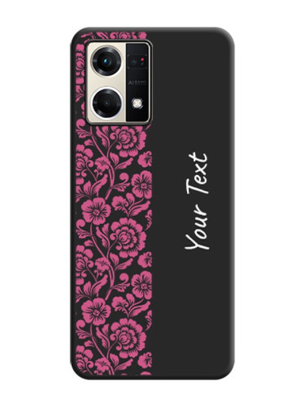 Custom Pink Floral Pattern Design With Custom Text On Space Black Personalized Soft Matte Phone Covers -Oppo F21S Pro