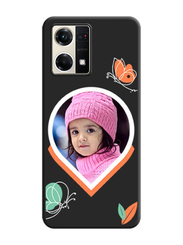Custom Upload Pic With Simple Butterly Design On Space Black Personalized Soft Matte Phone Covers -Oppo F21S Pro