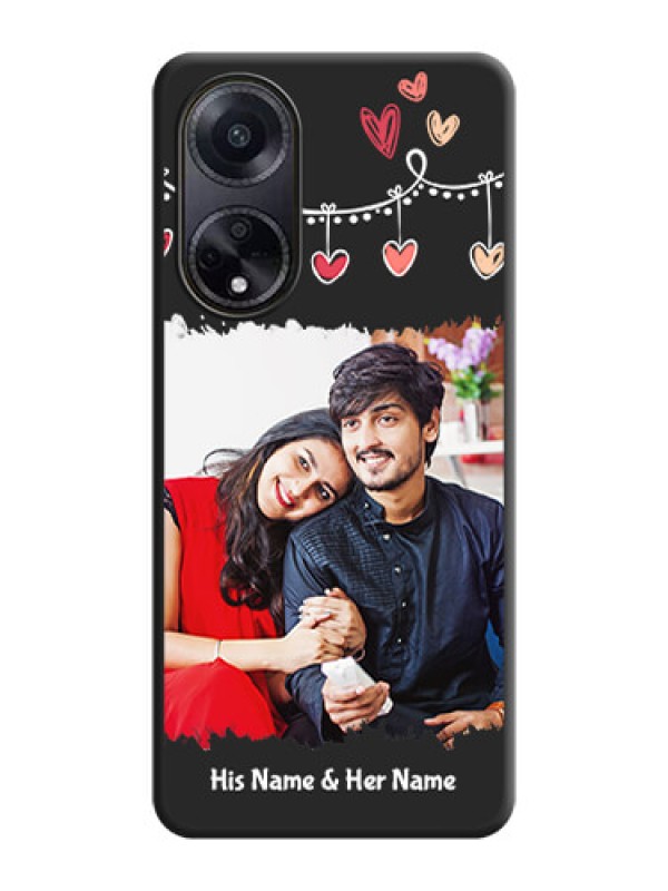 Custom Pink Love Hangings with Name on Space Black Custom Soft Matte Phone Cases - Oppo F23 5G