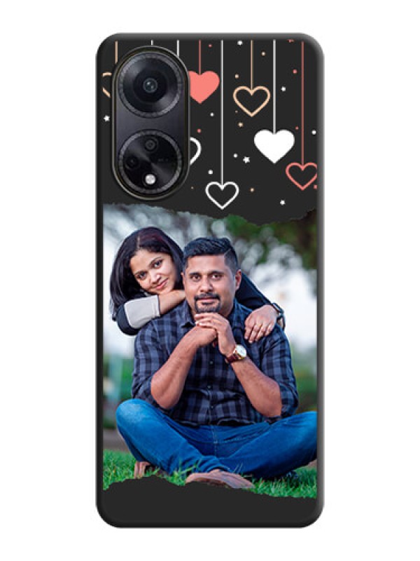 Custom Love Hangings with Splash Wave Picture on Space Black Custom Soft Matte Phone Back Cover - Oppo F23 5G