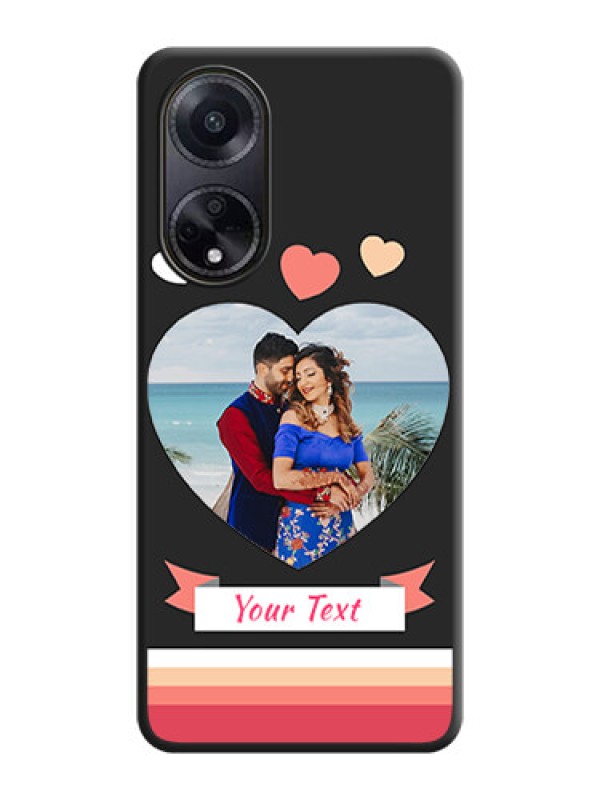 Custom Love Shaped Photo with Colorful Stripes on Personalised Space Black Soft Matte Cases - Oppo F23 5G