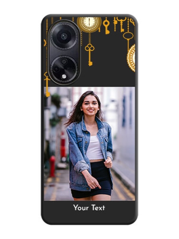 Custom Decorative Design with Text on Space Black Custom Soft Matte Back Cover - Oppo F23 5G