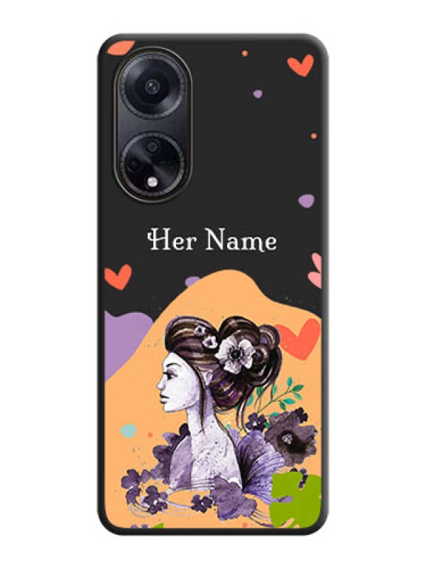Custom Namecase For Her With Fancy Lady Image On Space Black Personalized Soft Matte Phone Covers - Oppo F23 5G