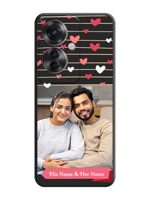 Custom Love Pattern with Name on Pink Ribbon on Photo On Space Black Custom Soft Matte Mobile Back Cover - Oppo F25 Pro 5G