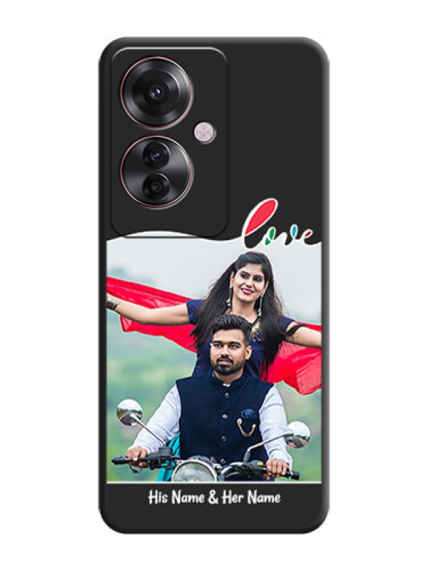 Custom Fall in Love Pattern with Picture on Photo On Space Black Custom Soft Matte Mobile Back Cover - Oppo F25 Pro 5G