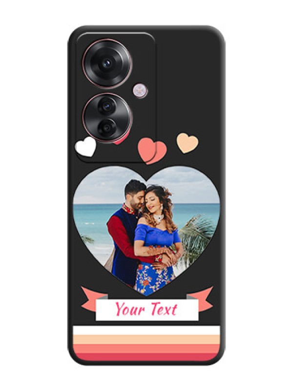 Custom Love Shaped Photo with Colorful Stripes On Space Black Custom Soft Matte Mobile Back Cover - Oppo F25 Pro 5G