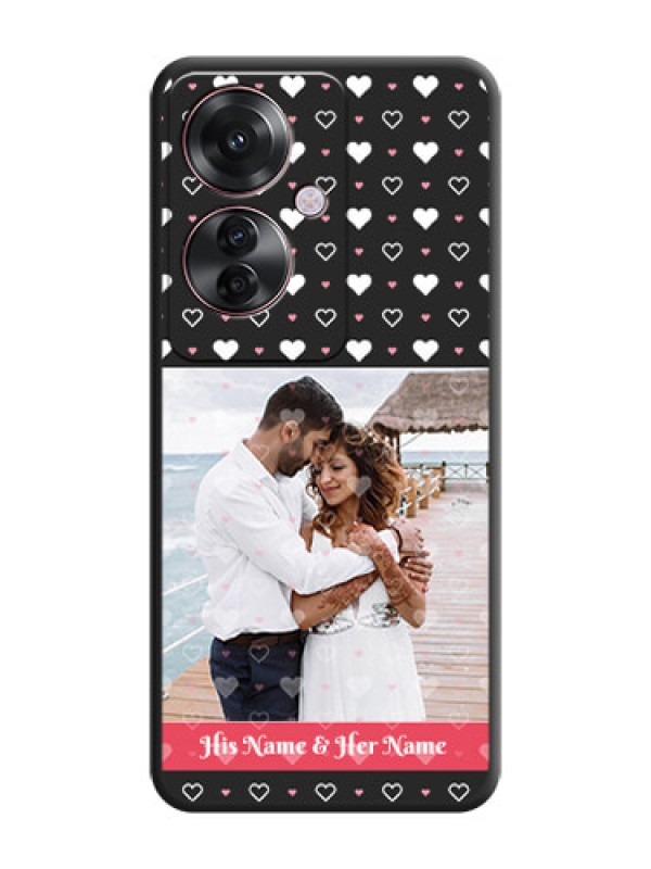 Custom White Color Love Symbols with Text Design on Photo On Space Black Custom Soft Matte Mobile Back Cover - Oppo F25 Pro 5G