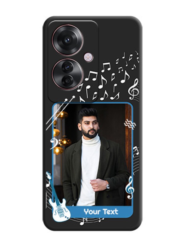 Custom Musical Theme Design with Text on Photo On Space Black Custom Soft Matte Mobile Back Cover - Oppo F25 Pro 5G