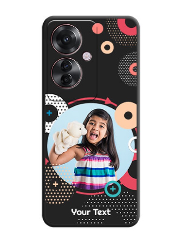 Custom Multicoloured Round Image On Space Black Custom Soft Matte Mobile Back Cover - Oppo F25 Pro 5G