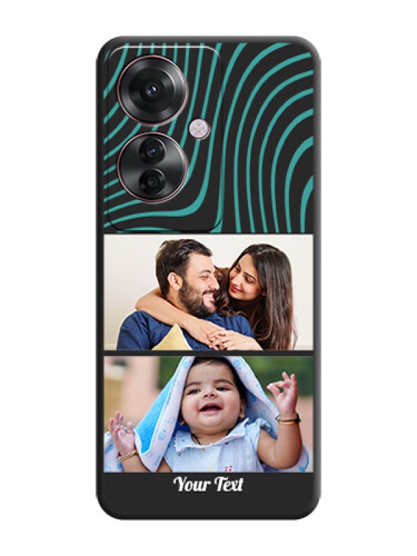 Custom Wave Pattern with 2 Image Holder On Space Black Custom Soft Matte Mobile Back Cover - Oppo F25 Pro 5G