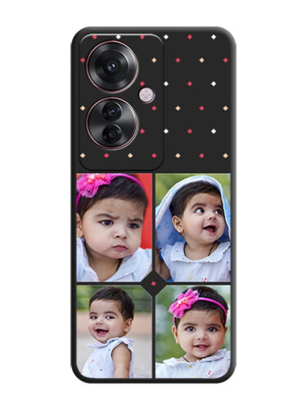 Custom Multicolor Dotted Pattern with 4 Image Holder On Space Black Custom Soft Matte Mobile Back Cover - Oppo F25 Pro 5G