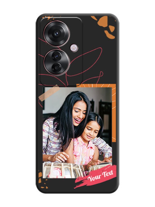 Custom Orange Photo Frame On Space Black Custom Soft Matte Mobile Back Cover - Oppo F25 Pro 5G