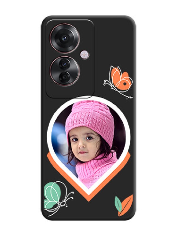 Custom Upload Pic With Simple Butterly Design On Space Black Custom Soft Matte Mobile Back Cover - Oppo F25 Pro 5G