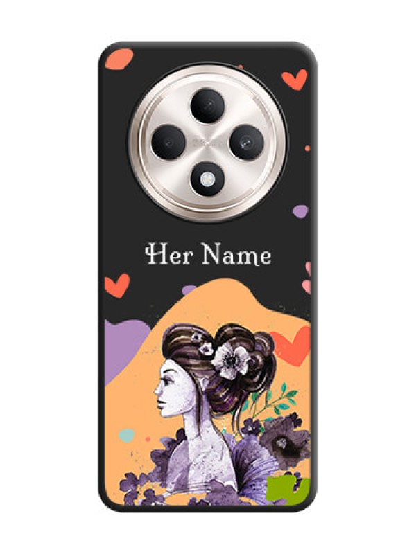 Custom Namecase For Her With Fancy Lady Image On Space Black Custom Soft Matte Mobile Back Cover - Oppo F27 5G