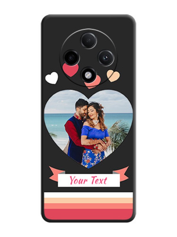 Custom Love Shaped Photo with Colorful Stripes On Space Black Custom Soft Matte Mobile Back Cover - Oppo F27 Pro Plus 5G