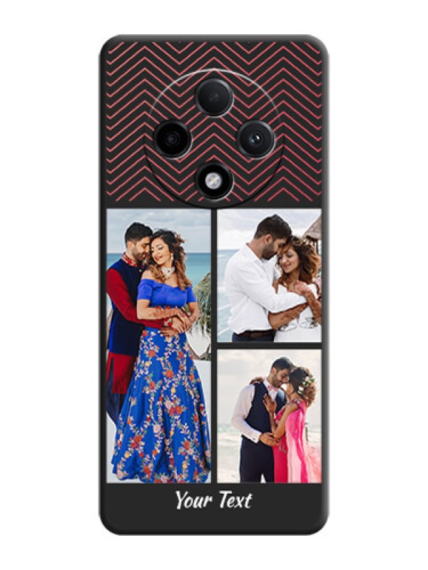 Custom Wave Pattern with 3 Image Holder On Space Black Custom Soft Matte Mobile Back Cover - Oppo F27 Pro Plus 5G