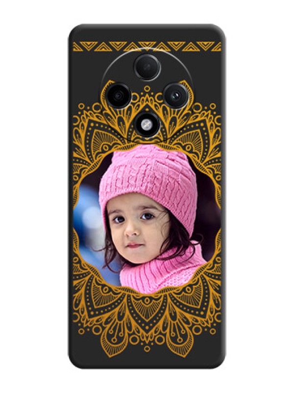 Custom Round Image with Floral Design On Space Black Custom Soft Matte Mobile Back Cover - Oppo F27 Pro Plus 5G