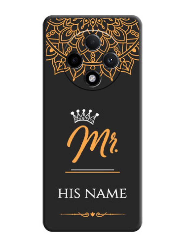 Custom Mr Name with Floral Design On Space Black Custom Soft Matte Mobile Back Cover - Oppo F27 Pro Plus 5G