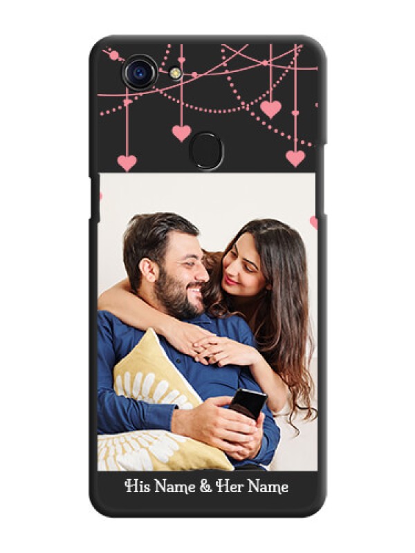 Custom Pink Love Hangings with Text on Space Black Custom Soft Matte Back Cover - Oppo F5 Youth